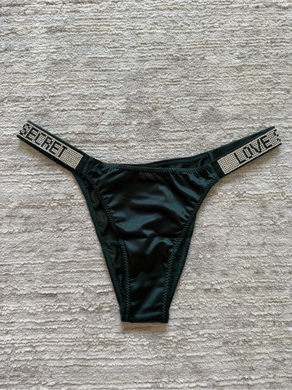 Love Secret Rhinestone Strap Dark Green Panty (Size Small)